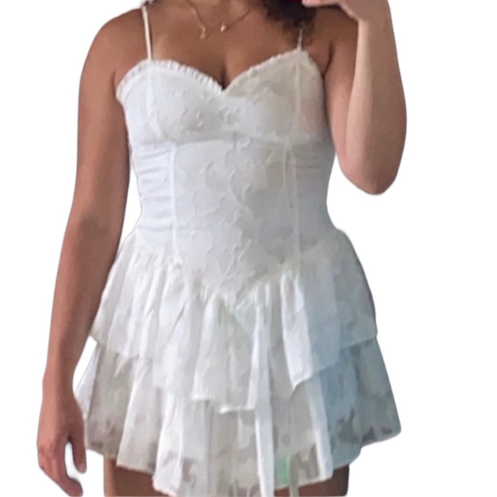 Wild Fable white mini dress, ruffles, short